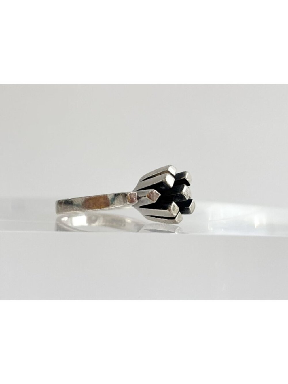 Brutalist Danish Made 1950's Classic Sterling Silver 925 Vintage Ring - sz 6 - Picture 3 of 16